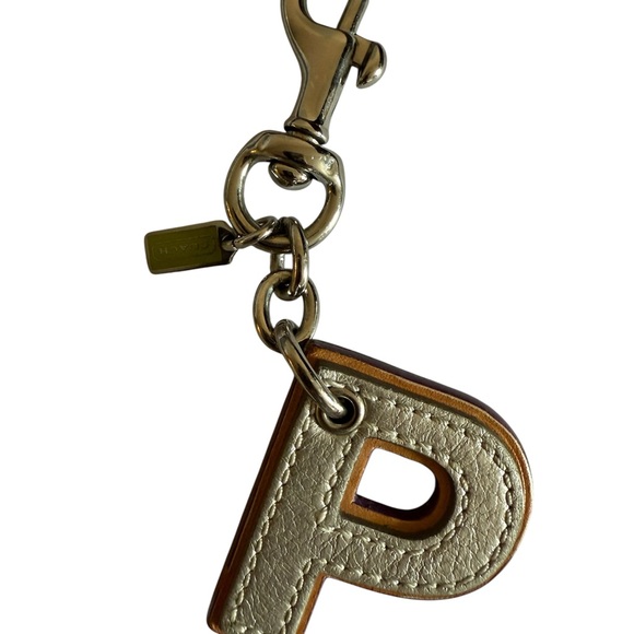 Coach Accessories - Coach Gold Leather 'P' Bag Charm Keyring